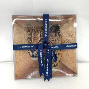 Godinger & Co Home Collection 8x8 Cheetah Square Animal Decorative Glass‎ Plate